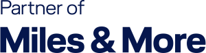 Logo reading 'Partner of Miles & More' in dark blue text, indicating a partnership with Miles & More.
